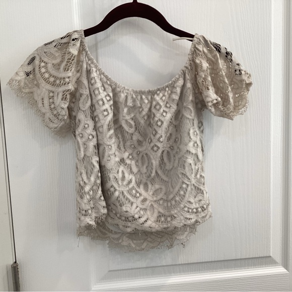 Express Beige Lace Blouse - Picture 8 of 9